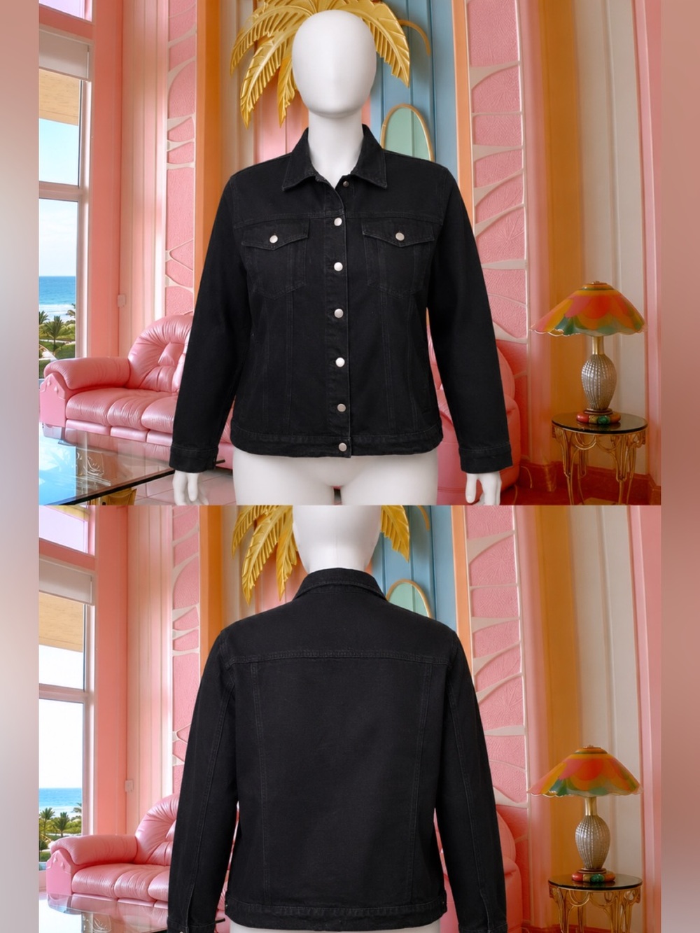 SHEIN Black Button-Front Women's Denim Jacket